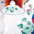 blue flower cheap modern teapot and mug set unique ceramic British blooming teapot set for adults